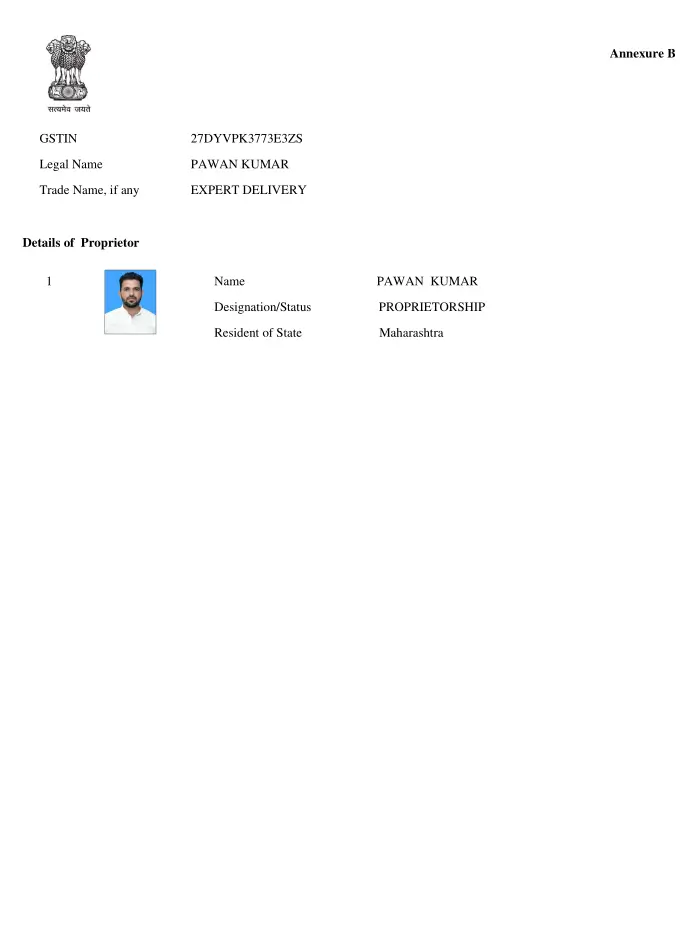 Expert Delivery GST Certificate 3